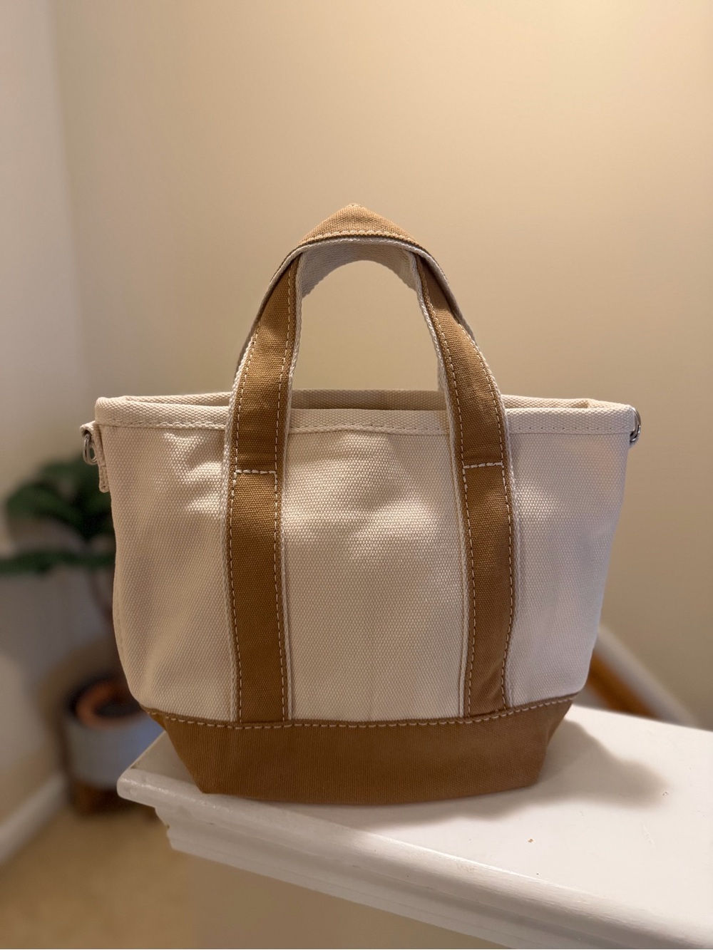 Lands End Tote Bag with Tan Trim - Monogrammed SW - Picture 2 of 3